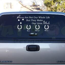 Horses Make Our Lives Whole Wall Car Truck Trailer Decal With Horse Shoes & Names, Lover Decor, Custom Horse Name, Pet Name - thumbnail 3