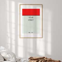 Property Board Style Personalised Wall Art Custom Door Number Street Name & Background Colour Fun Home Bedroom Or Hallway Decor Print - thumbnail 3