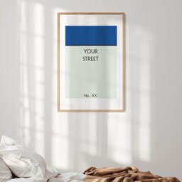 Property Board Style Personalised Wall Art Custom Door Number Street Name & Background Colour Fun Home Bedroom Or Hallway Decor Print - thumbnail 2