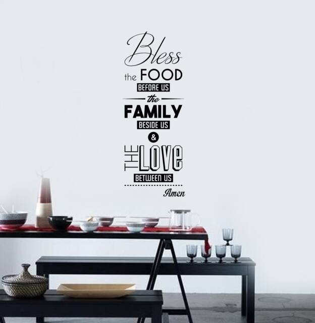 Dining Room Vinyl Wall Decal Bless The Food Quote Kitchen Interior Stickers Mural - #2884Di - image 1