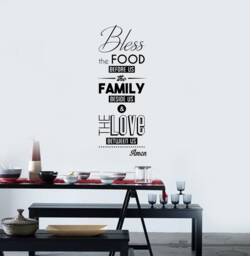 Dining Room Vinyl Wall Decal Bless The Food Quote Kitchen Interior Stickers Mural - #2884Di - thumbnail 1