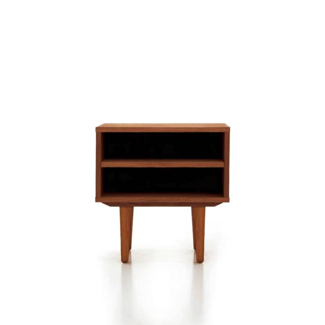 Nightstand With Open Shelf in Mid-Century Modern Style Made Of Oak Vaneer -Teak Colour -, Bedside Table Livlo T-P06 - image 1