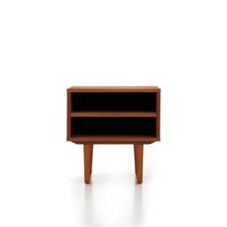 Nightstand With Open Shelf in Mid-Century Modern Style Made Of Oak Vaneer -Teak Colour -, Bedside Table Livlo T-P06