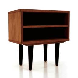 Nightstand With Open Shelf in Mid-Century Modern Style Made Of Oak Vaneer -Teak Colour -, Bedside Table Livlo T-P06 - thumbnail 4