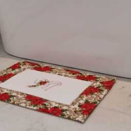 Monogrammed Christmas Bath Mat/Poinsettia Design Holiday Decor - thumbnail 3