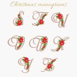 Monogrammed Christmas Bath Mat/Poinsettia Design Holiday Decor - thumbnail 4