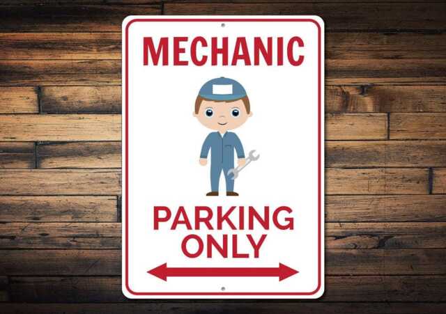 Mechanic Parking Sign, Car Gift, Garage Decor, Gift For Mechanic, Handyman Sign Wall Decor - Quality Aluminum - image 1