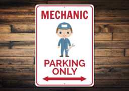 Mechanic Parking Sign, Car Gift, Garage Decor, Gift For Mechanic, Handyman Sign Wall Decor - Quality Aluminum - thumbnail 1