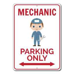 Mechanic Parking Sign, Car Gift, Garage Decor, Gift For Mechanic, Handyman Sign Wall Decor - Quality Aluminum - thumbnail 3