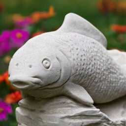 Garden Fish Sculpture Concrete Koi Statue Outdoor Ornament Front Door Decoration Fish Lover Gift & Home Figure Yard Art - thumbnail 2