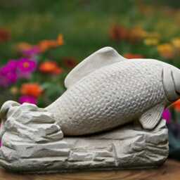 Garden Fish Sculpture Concrete Koi Statue Outdoor Ornament Front Door Decoration Fish Lover Gift & Home Figure Yard Art - thumbnail 3