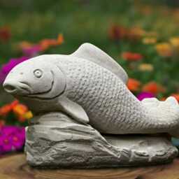 Garden Fish Sculpture Concrete Koi Statue Outdoor Ornament Front Door Decoration Fish Lover Gift & Home Figure Yard Art - thumbnail 4