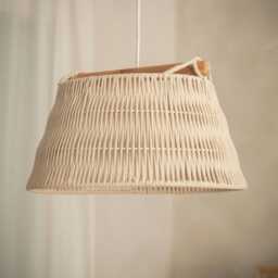 Bjork - Beige Scandinavian Pendant Lamp Wood & Rope Chandelier Boho Home Decor - thumbnail 2