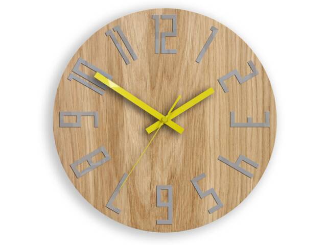 Wood Clock, Large Wall Clock, Unique Wall Gift Unusual Modern Abstract Style, Slim_Wood_Gray - image 1