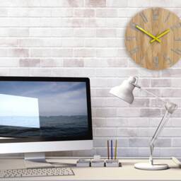 Wood Clock, Large Wall Clock, Unique Wall Gift Unusual Modern Abstract Style, Slim_Wood_Gray - thumbnail 3