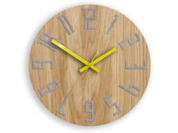 Wood Clock, Large Wall Clock, Unique Wall Gift Unusual Modern Abstract Style, Slim_Wood_Gray - thumbnail 1
