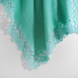 Crochet Lace Baby Blanket, Knitted Aqua Blue & Mint Green Mohair Shower Gift, Gift For Baby, Lap Blanket - thumbnail 2
