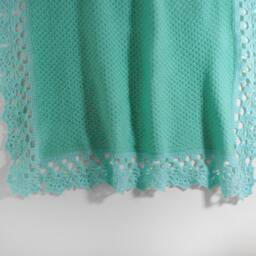 Crochet Lace Baby Blanket, Knitted Aqua Blue & Mint Green Mohair Shower Gift, Gift For Baby, Lap Blanket - thumbnail 3