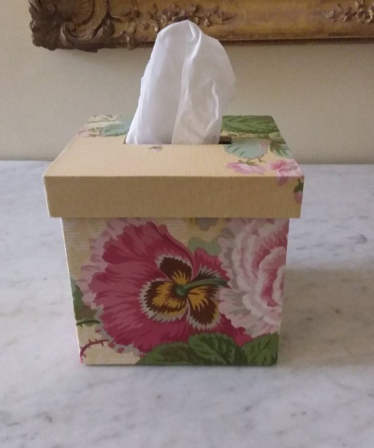 Tissue Box Holder Lined With Brunschwig Et Fils Fabric, Square Cover, Dispenser Box - image 1