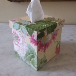 Tissue Box Holder Lined With Brunschwig Et Fils Fabric, Square Cover, Dispenser Box - thumbnail 2