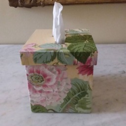 Tissue Box Holder Lined With Brunschwig Et Fils Fabric, Square Cover, Dispenser Box - thumbnail 3