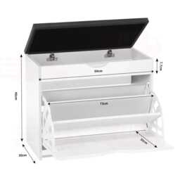 White Shoe Rack Bench With Padded Seat, Modern Entryway Storage Cupboard - thumbnail 3