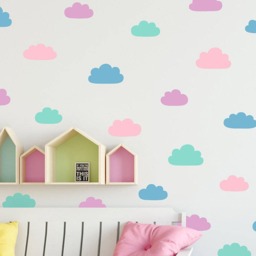 Cloud Wall Decals - Vinyl Decals, 4-Color Nursery Stickers, Kids Bedroom Room Decor - thumbnail 3