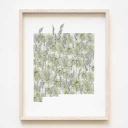 New Mexico State Flower Map Watercolor Yucca - Art Print Wall Graduation Wedding Realtor Moving Gift Floral Wildflower - thumbnail 1