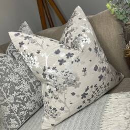 Modern Cushion Cover - Pillow Sham Case Darcey Misty Floral Designer Fabric Silvery Grey Invisible Zip Home Decor All Sizes