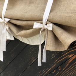 Burlap Curtains Country Kitchen Tie Up Valance Rustic Primitive Window French Farmhouse Custom Curtain Living Room Boho Jute Blind - thumbnail 2