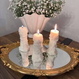 Hourglass Ribbed Soy Wax Pillar Candle Wedding Table Decor - thumbnail 3