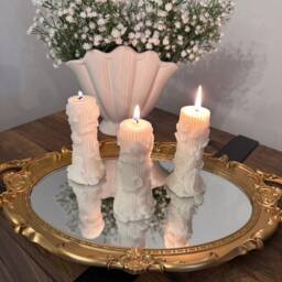 Hourglass Ribbed Soy Wax Pillar Candle Wedding Table Decor - thumbnail 2