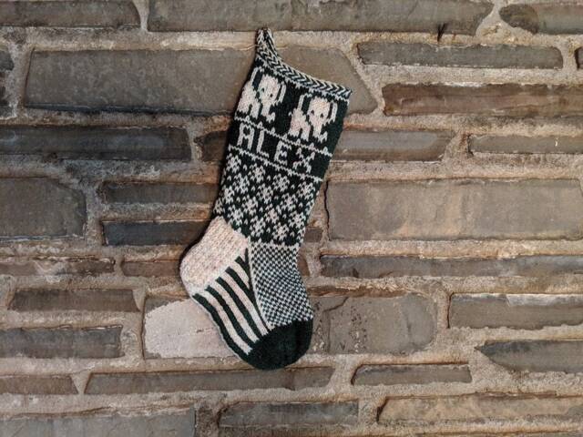 Elephant Christmas Stocking - Hand Knit, Fair Isle, Vintage Inspired Knit With The Wind - image 1