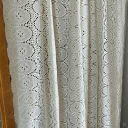 Embroidered Floral Lace Curtain Beige Semi-Sheer Window Treatment - thumbnail 1
