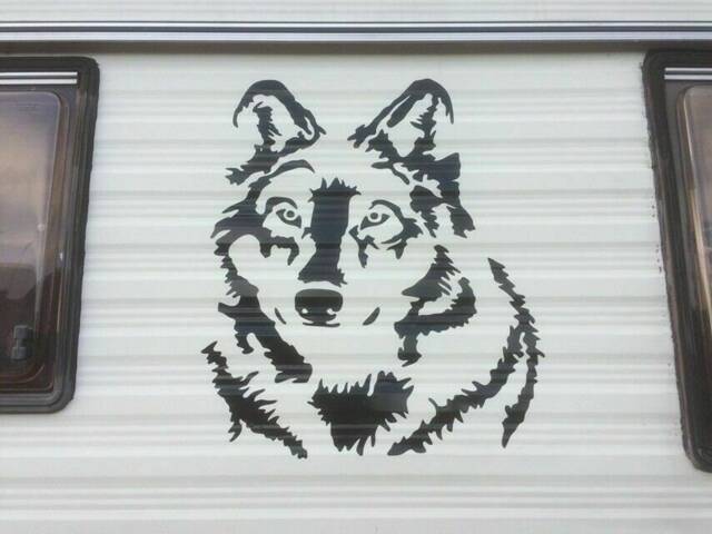 Large 21 X18 Wolf Head Car Van Lorry Bonnet Side Sticker Decal Wall Art Window Body Panel Hood Graphic - image 1