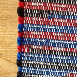 "Black, Red & Royal Blue Cotton Rug, 39"" L X 28" - thumbnail 2