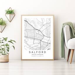 Salford Minimalist Map Art Print United Kingdom Wall Decor - thumbnail 2