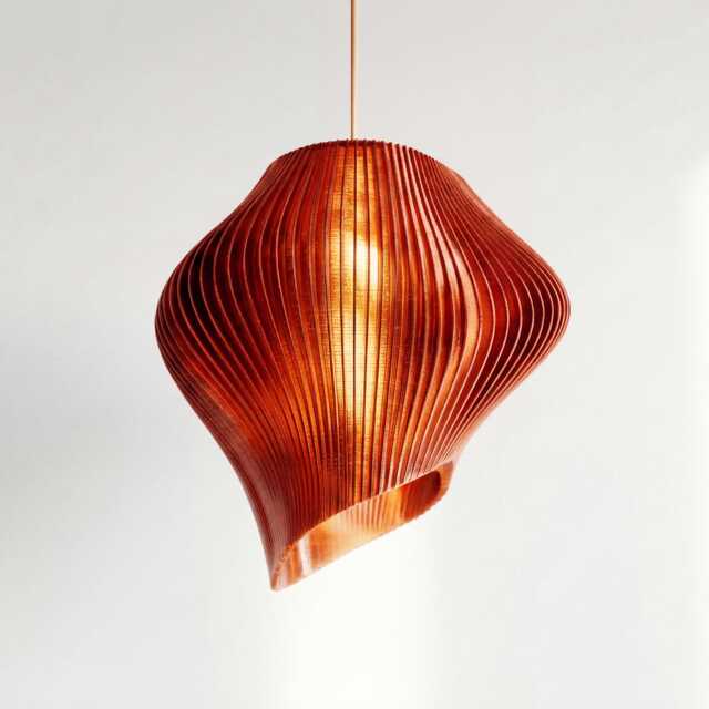 Modern Sculptural Pendant Light Large Amber Orange Ceiling Lamp, 50cm - image 1