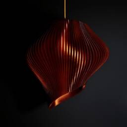 Modern Sculptural Pendant Light Large Amber Orange Ceiling Lamp, 50cm - thumbnail 3