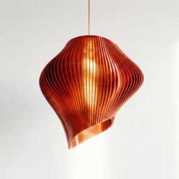 Modern Sculptural Pendant Light Large Amber Orange Ceiling Lamp, 50cm - thumbnail 1