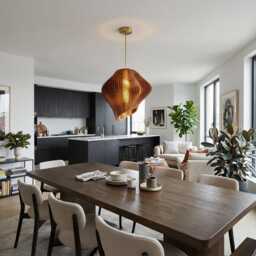 Modern Sculptural Pendant Light Large Amber Orange Ceiling Lamp, 50cm - thumbnail 2
