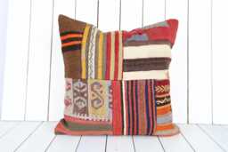 Vintage Turkish Kilim Pillow Cover - 20x20 Inch - thumbnail 1