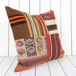 Vintage Turkish Kilim Pillow Cover - 20x20 Inch - thumbnail 2