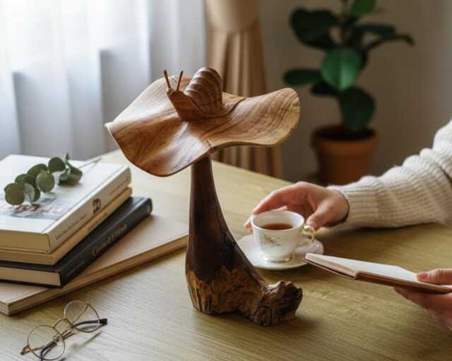 Large Snail On Mushroom 13 Inch/33 cm, Table Decor, Statue, Nature Sculpture, Living Room, Home Room Gift For Her - image 1