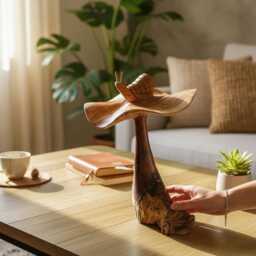 Large Snail On Mushroom 13 Inch/33 cm, Table Decor, Statue, Nature Sculpture, Living Room, Home Room Gift For Her - thumbnail 2