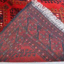 3'5x5'0 Ft Afghan Bokhara Red Rug, Turkmen Oriental Geometric Khal Mohammedi Bukhara Handmade Livingroom, D??cor Office Rug - thumbnail 4