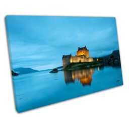 Lake Loch Duich Canvas Art Print - Eilean Donan Castle Evening Wall Decor For Home Office - thumbnail 1