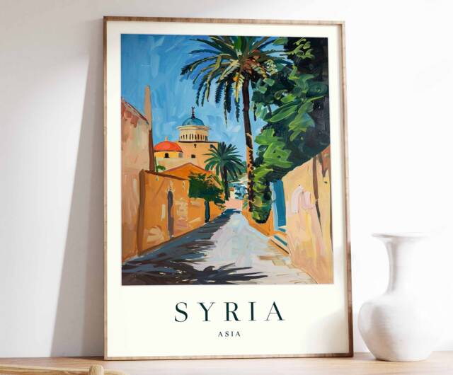 Syria Poster, Travel Print, Islamic Wall Art, Decor, Tropical Botanical Gift, Poster