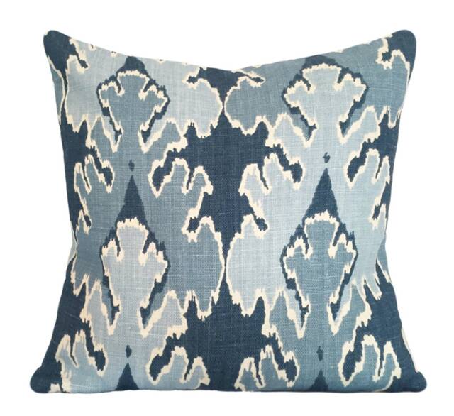 Lee Jofa Kelly Wearstler Bengal Bazaar Teal Ikat Linen Pillow Cover - Only 4 Left - image 1
