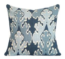 Lee Jofa Kelly Wearstler Bengal Bazaar Teal Ikat Linen Pillow Cover - Only 4 Left - thumbnail 1